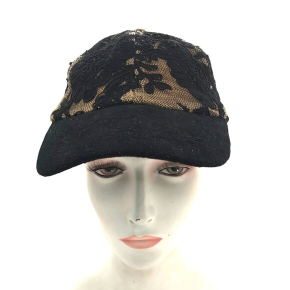 Hopeless Romantic Floral Black Lace Cap Mall Goth Adjustable Strap 5 Panel Hat - Picture 3 of 9